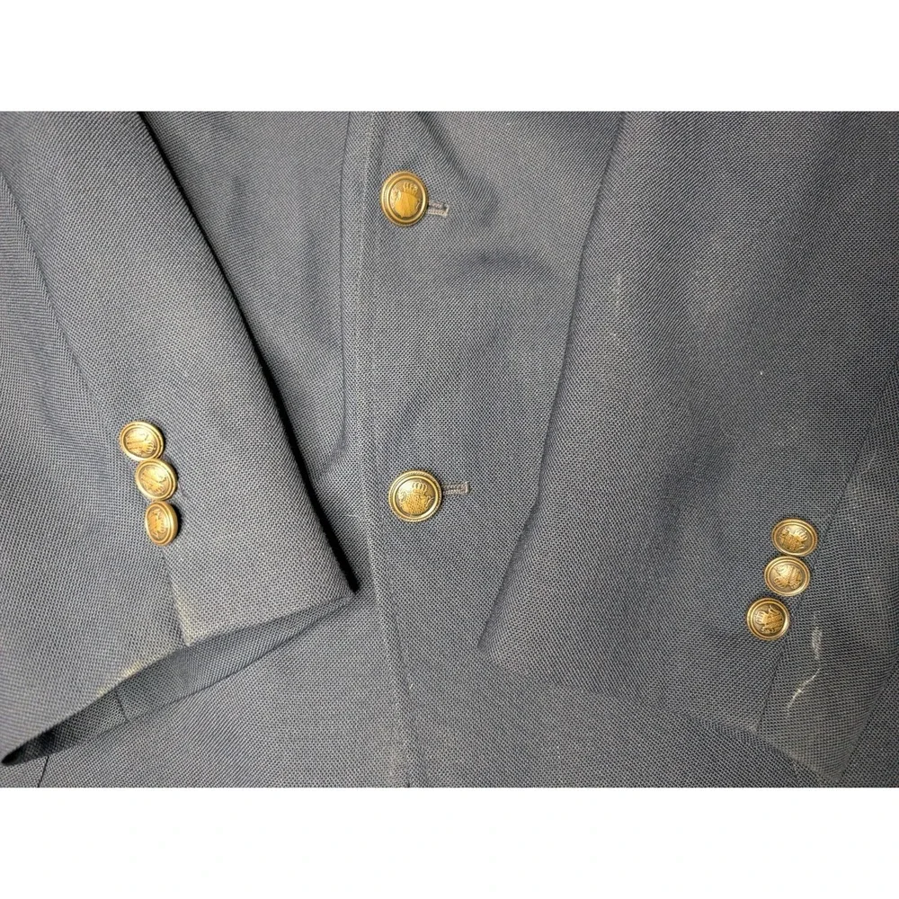VTG Arnold Palmer Solid Navy‎ Blue Brass Button Sports Coat Blazer Mens 46L Long